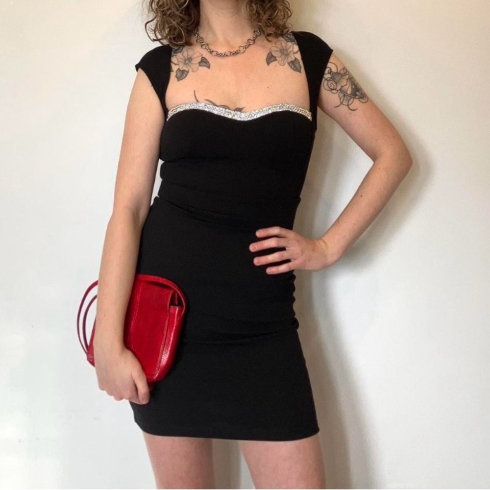Symphony Black Mini Dress with Strass